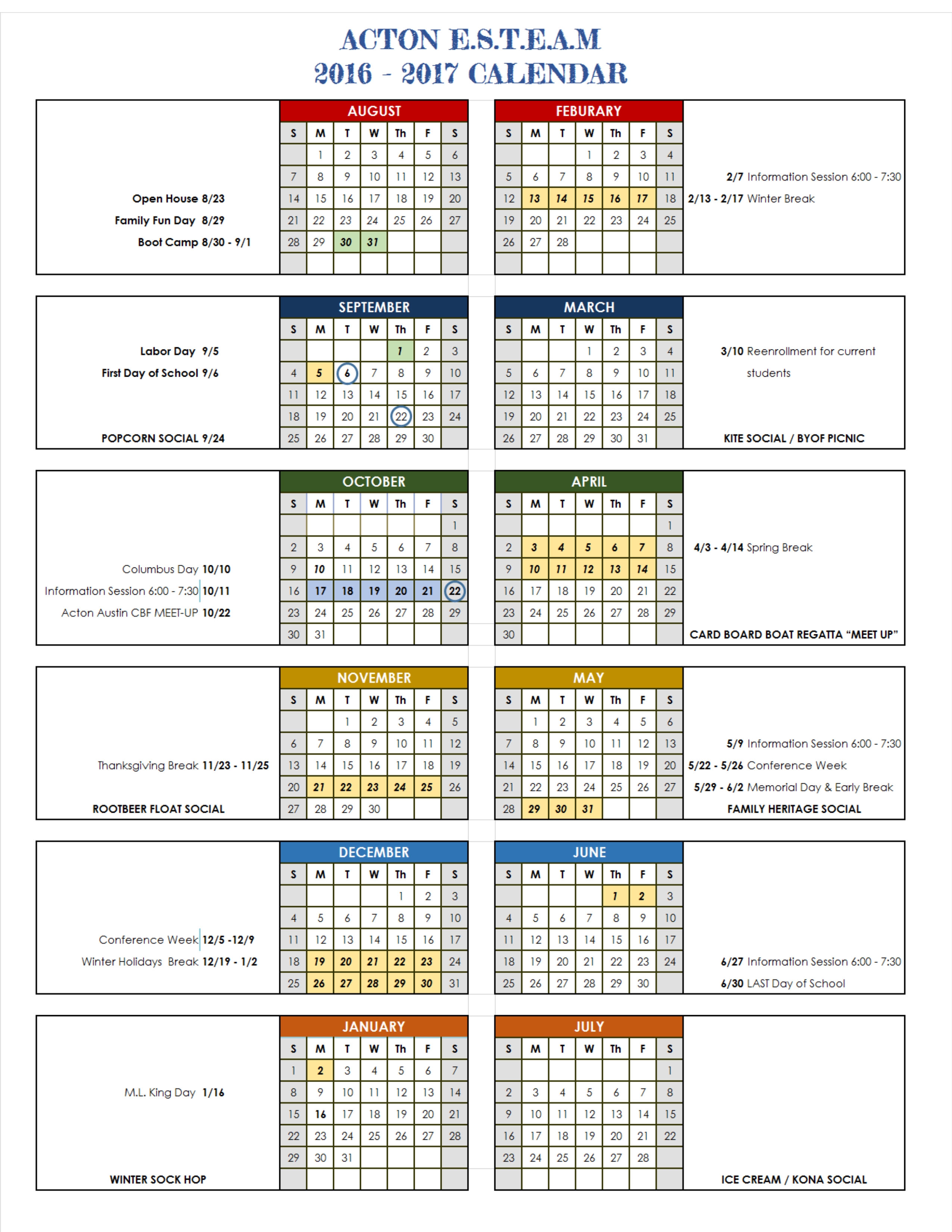 ActonCalendar_20162017 ESTEAM Academy